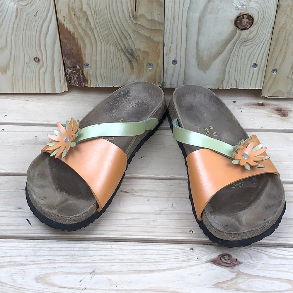 Women’s Birkenstock Size 8.5 (EU39) Papillio Floral Accent Pastel Leather Sandal